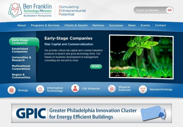 Ben Franklin SEP screen image Ben Franklin Technology Partners of Southeastern PA