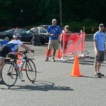 Gwen finishing her leg of the race